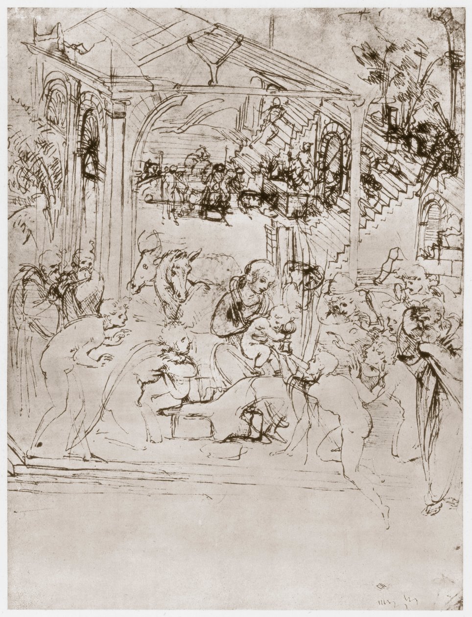 A Adoração dos Reis, c1480 de Leonardo da Vinci