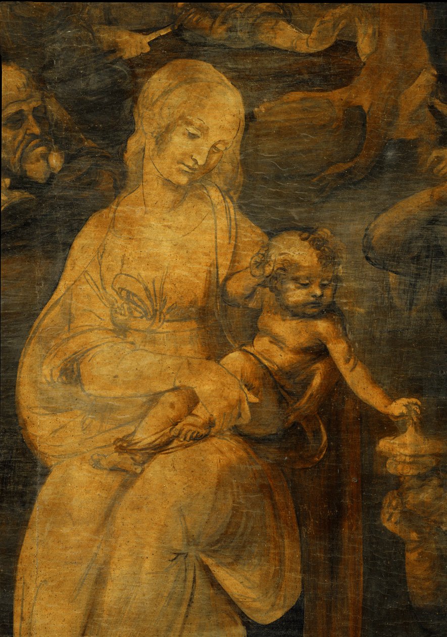 A Adoração dos Magos, inacabada (pintura sobre madeira) de Leonardo da Vinci