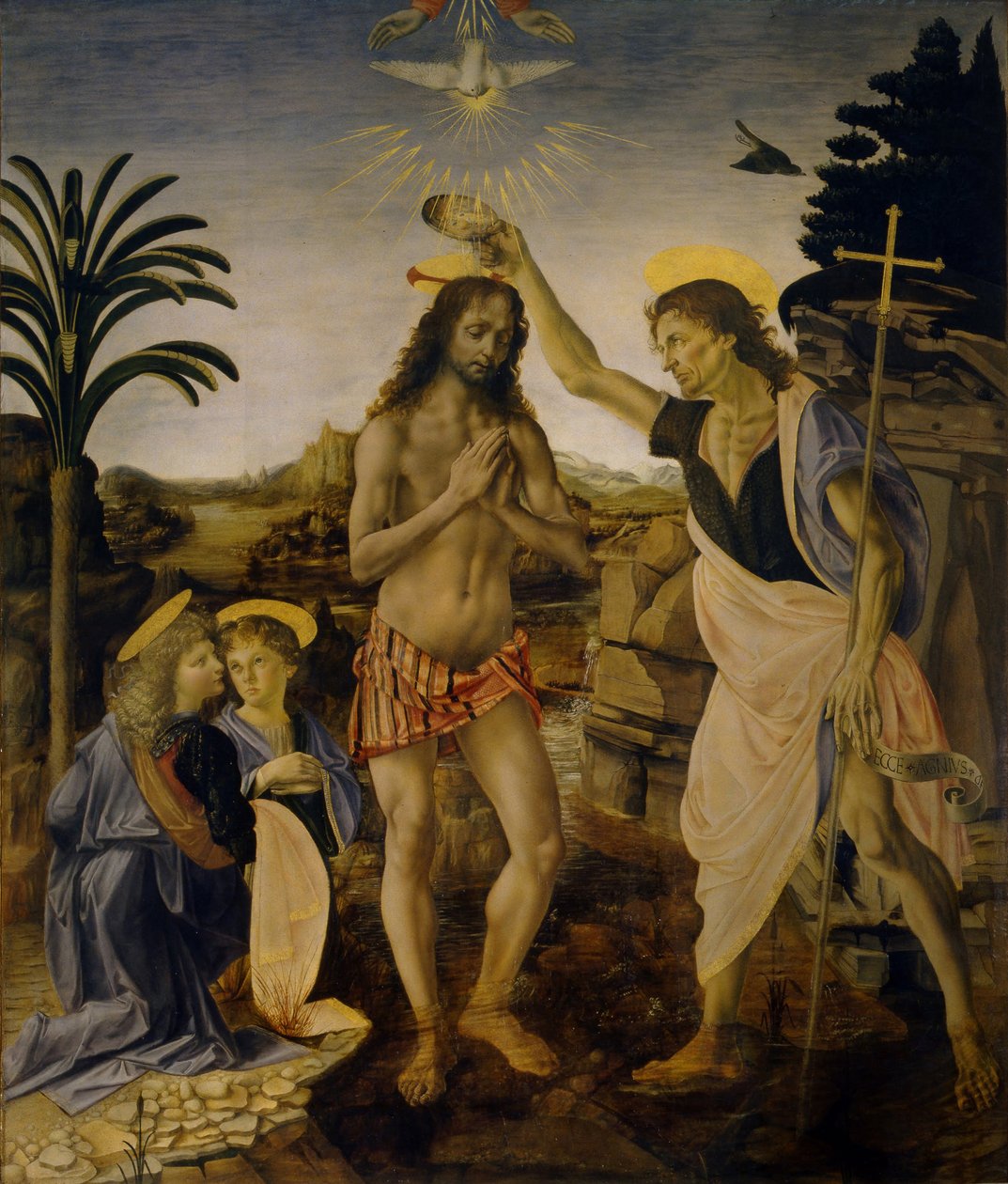 O batismo de Cristo, ca 1470-1475 de Leonardo da Vinci