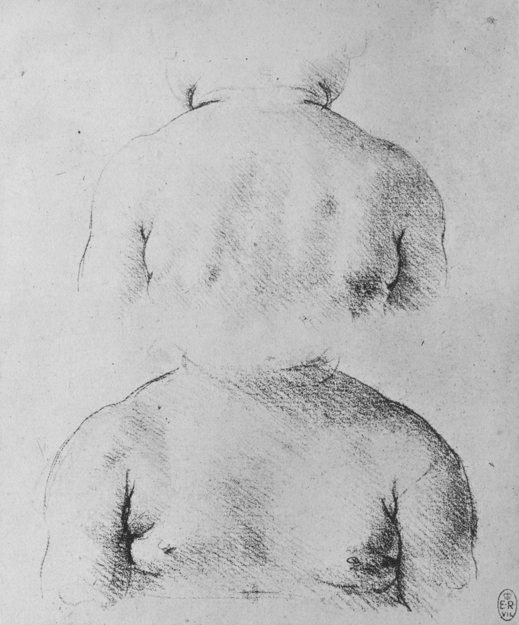 O busto de um bebê, vistas frontal e traseira, c1480 1945 de Leonardo da Vinci