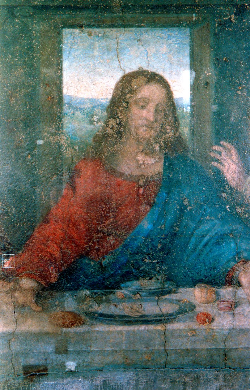 A Última Ceia, Detalhe, 1495-1498 de Leonardo da Vinci
