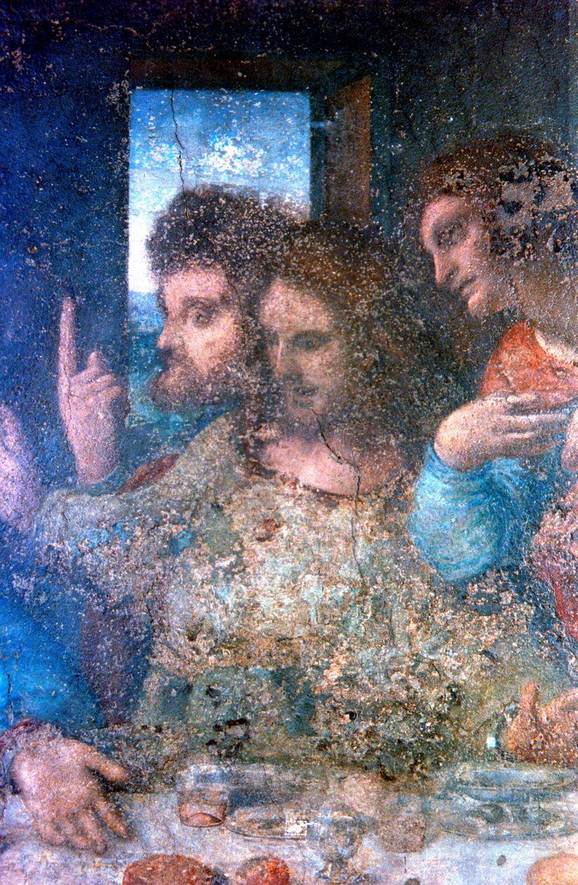 O detalhe da Última Ceia, 1495-1498 de Leonardo da Vinci