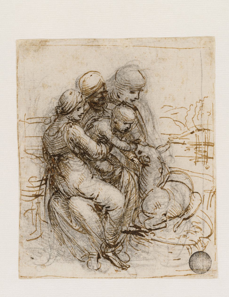 A Virgem e o Menino com Santa Ana Anna Metterza, c. 1501 de Leonardo da Vinci