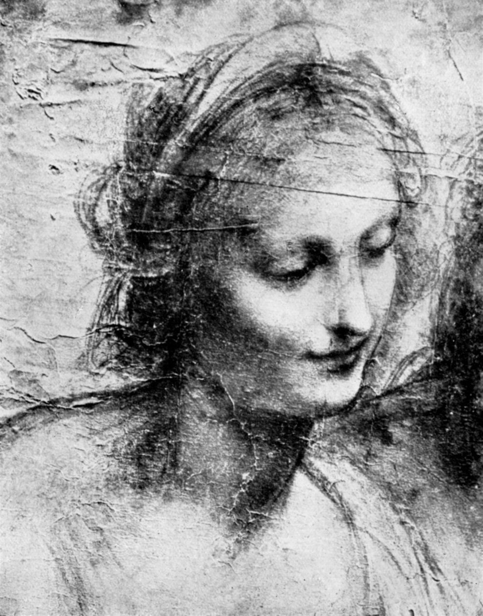 A cabeça da Madonna, século XV, década de 1930. de Leonardo da Vinci