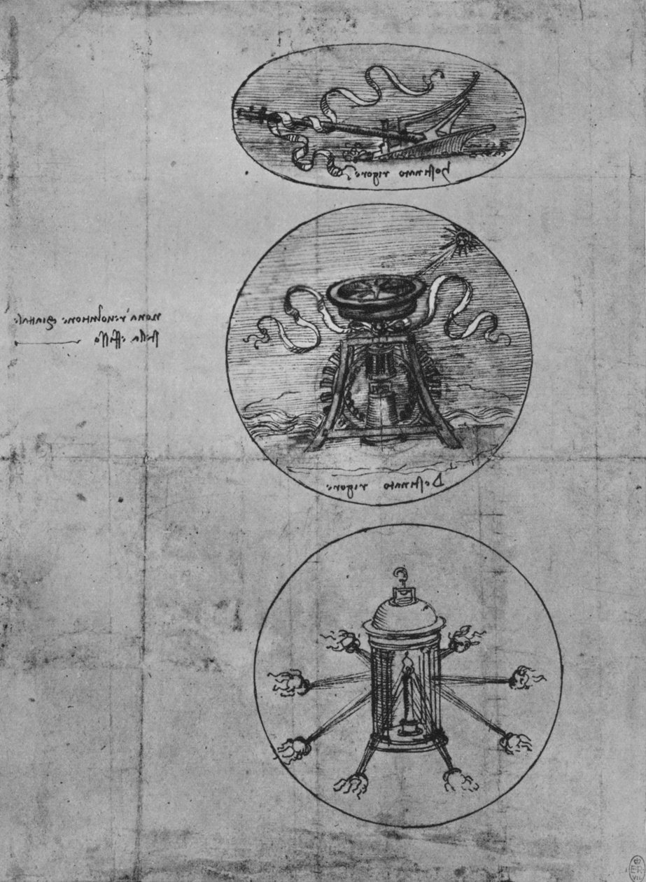 Três emblemas, c1480 1945 de Leonardo da Vinci