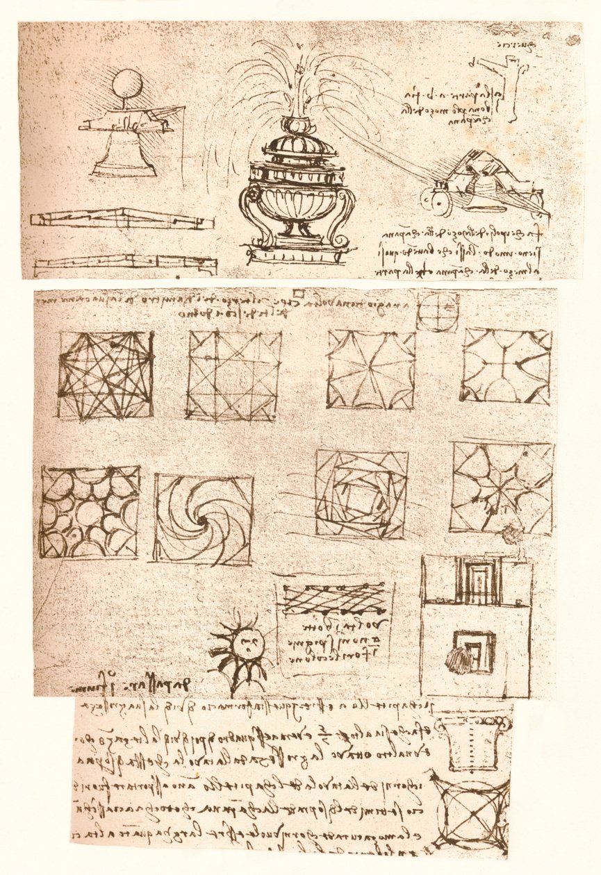 Três desenhos arquitetônicos, c1472-c1519 1883 de Leonardo da Vinci