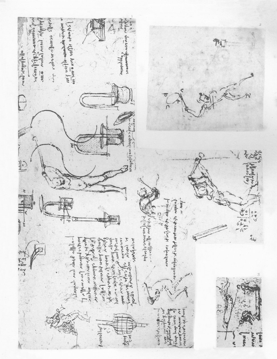 Três desenhos ilustrando a teoria dos movimentos da figura humana, c1472-c1519 1883 de Leonardo da Vinci
