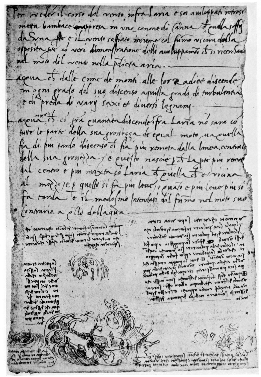 Trajetórias de pedras e quedas lançadas, finais do século XV ou início do século XVI, 1954 de Leonardo da Vinci