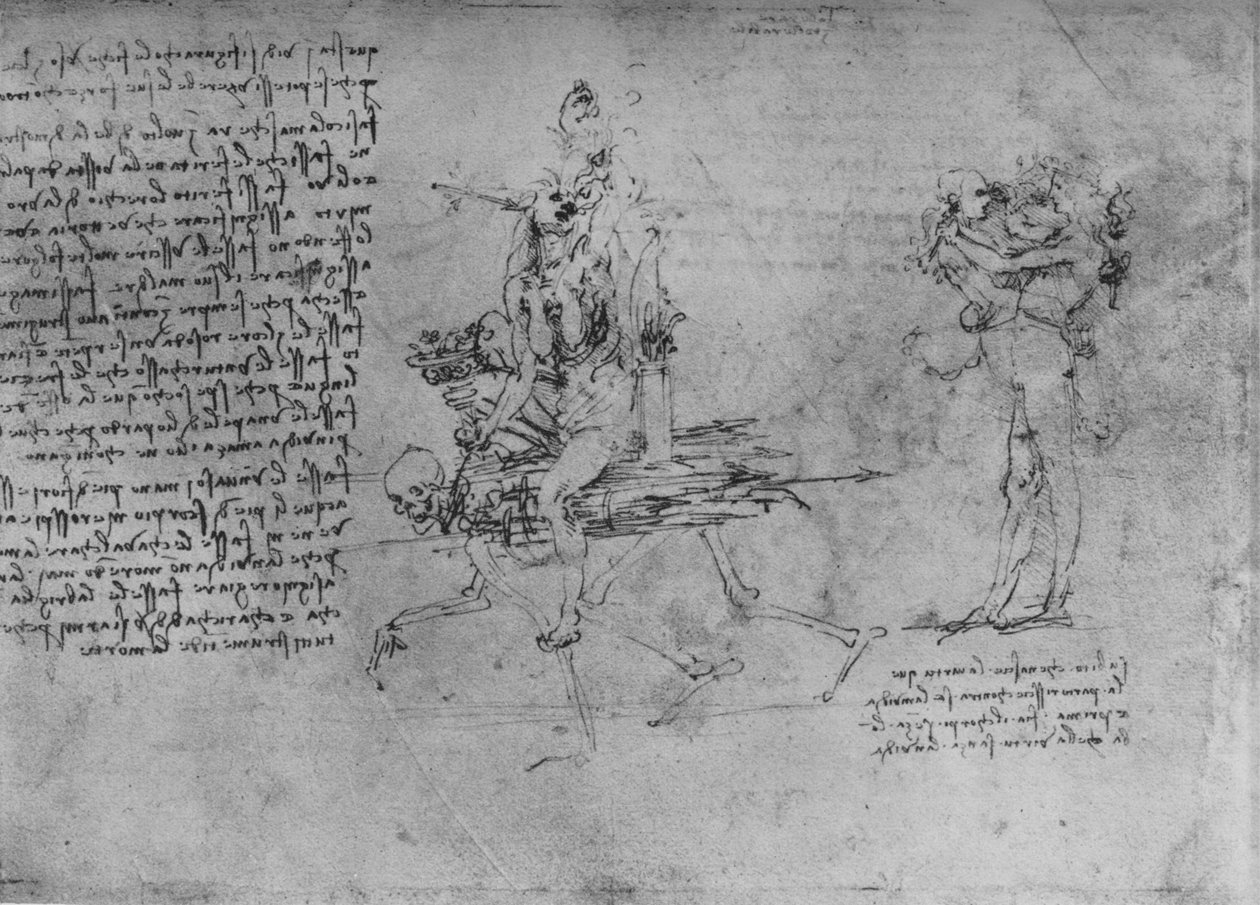 Duas alegorias de inveja, c1480 1945 de Leonardo da Vinci