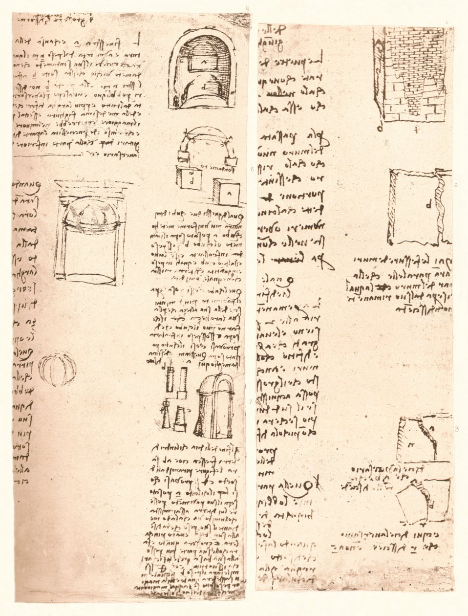 Dois desenhos arquitetônicos, c1472-c1519 1883 de Leonardo da Vinci