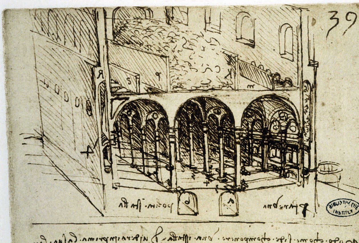Urbanismo: plano arquitetônico (39) por Leonardo da Vinci (Leonardo da Vinci) - Biblioteca do Institut de France de Leonardo da Vinci