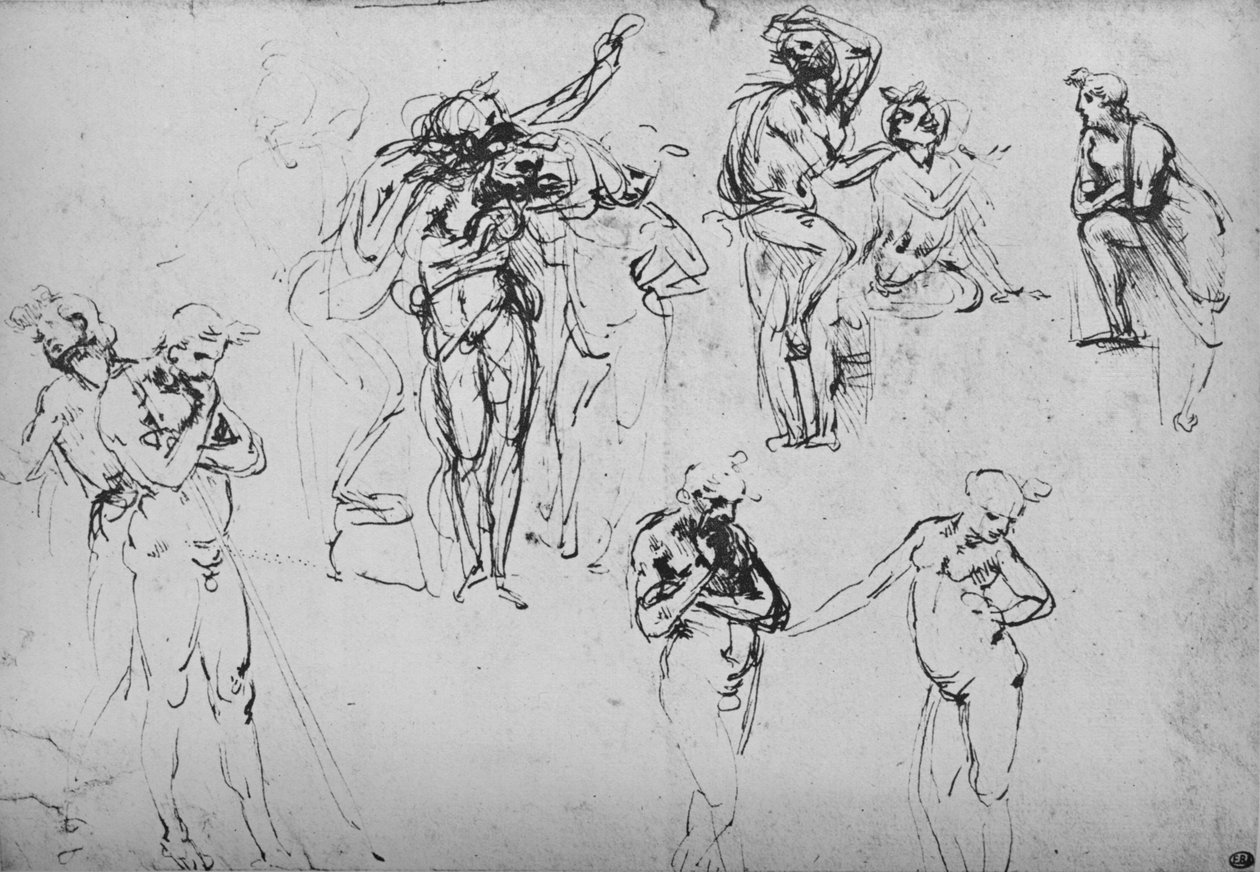 Vários grupos e figuras únicas, c1480 1945 de Leonardo da Vinci