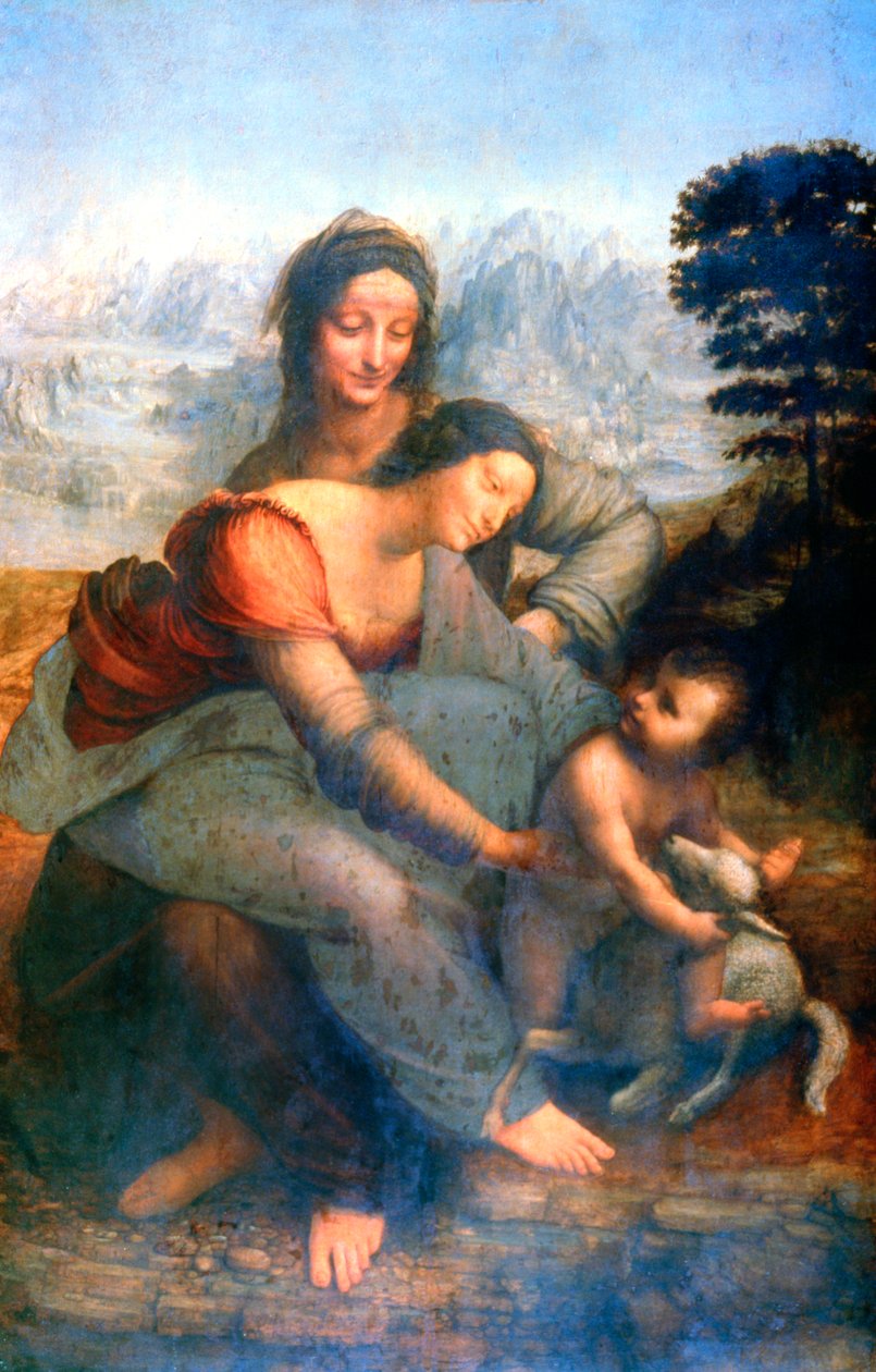 Virgem e Menino com Santa Ana, 1502-1516 de Leonardo da Vinci