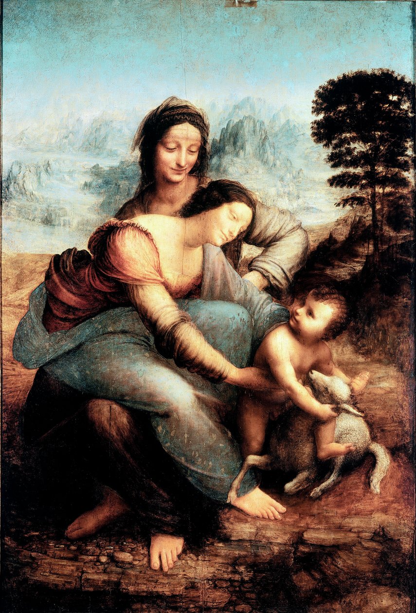 Virgem e Menino com Santa Ana, c.1510 (óleo sobre painel) de Leonardo da Vinci