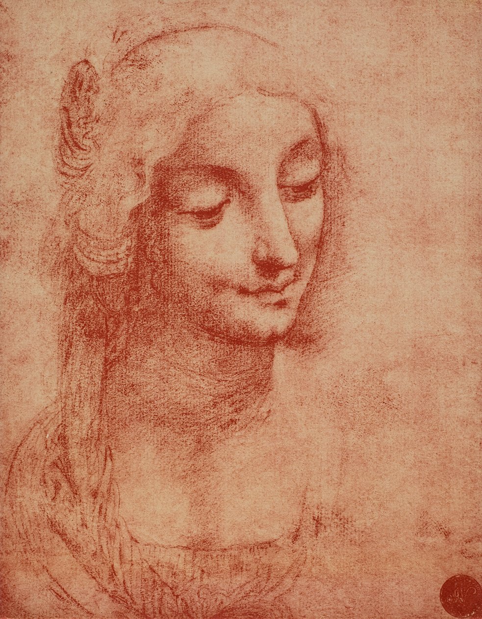 O rosto da mulher, desenho de Leonardo da Vinci. Galerias da Academia, Veneza de Leonardo da Vinci