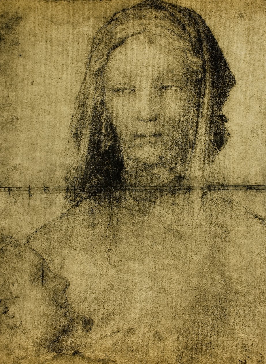 Estudo para a Virgem; desenho da Escola de Leonardo. O louvre, paris de Leonardo da school of Vinci