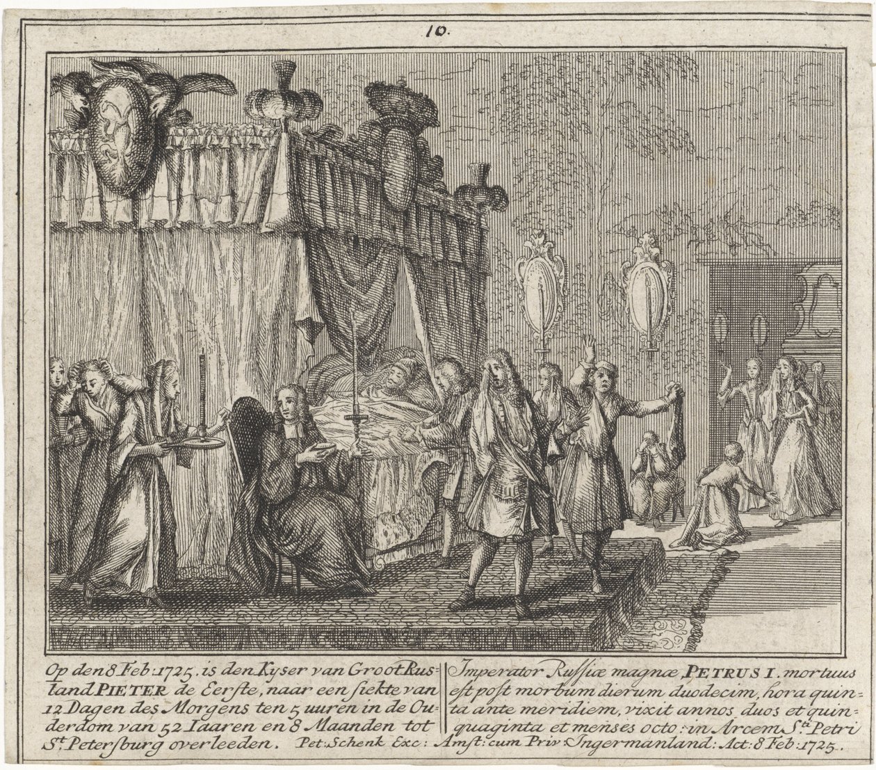 A Morte de Pedro, o Grande, em 8 de Fevereiro de 1725 de Leonardus Schenk