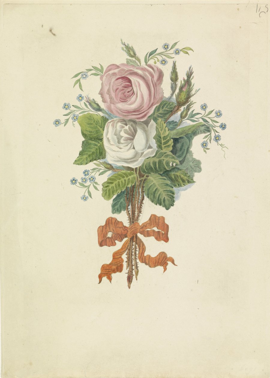 Rosas com silhuetas da família real, 1816 de Leonardus Schweickhardt