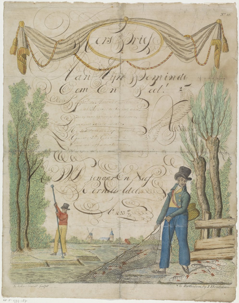 Carta de desejo com pescadores de Leonardus Schweickhardt