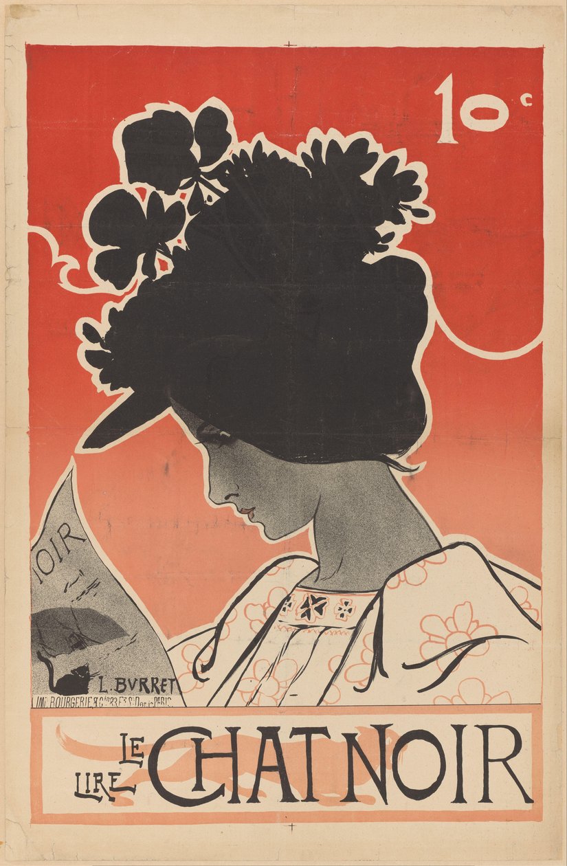 Cartaz para a revista Le Chat Noir Lire Le Chat Noir (título no objeto) de Leonce Burret