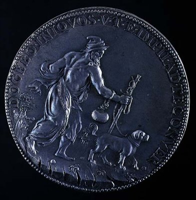 Reverso do medalhão representando Michelangelo Buonarroti (1475-1564), 1561 (prata) (ver 98877 para o anverso) de Leone Leoni