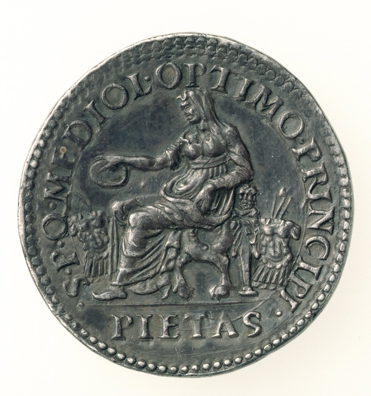 Testone de Charles V (1500-58) Duque de Milão, gravado por Dye, 1535-56 (reverso) (prata) (para anverso ver 168054) de Leone Leoni