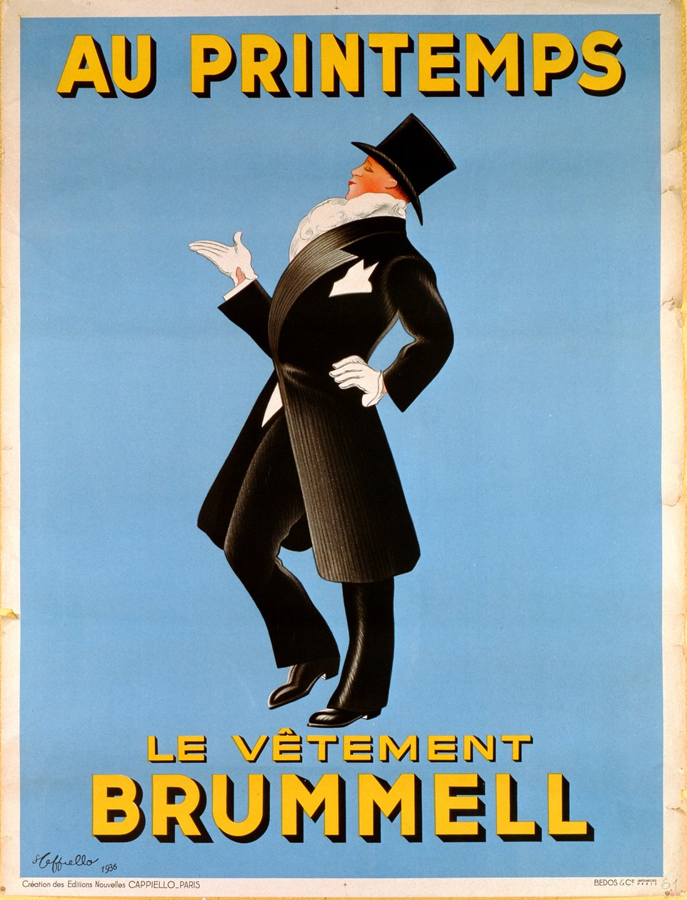Cartaz publicitário &39;Brummel&39; roupas para homens na loja de departamento &39;Printemps&39;, 1936 de Leonetto Cappiello