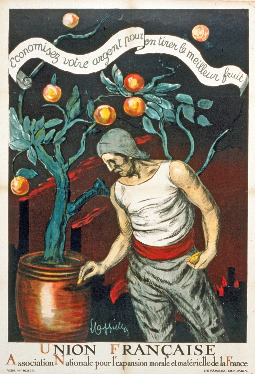 Associação Nacional da União Francesa para a expansão moral e material da França, pub. 1914-1918 de Leonetto Cappiello