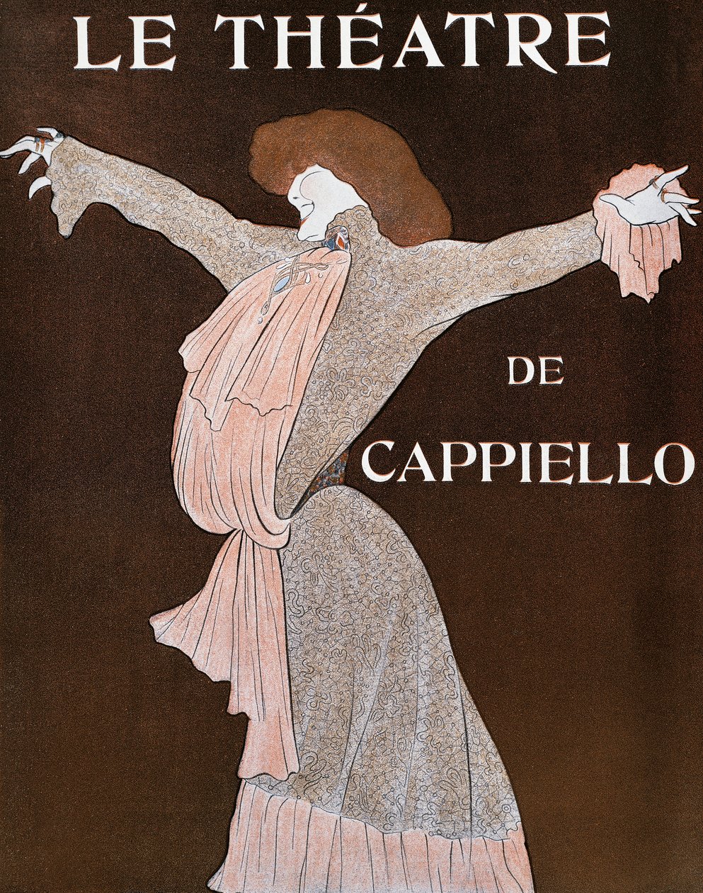 Atriz Sarah Bernhardt (1844-1923), ilustração de Leonetto Cappiello (1875-1942), da revista francesa Le Theatre, abril de 1903 de Leonetto Cappiello