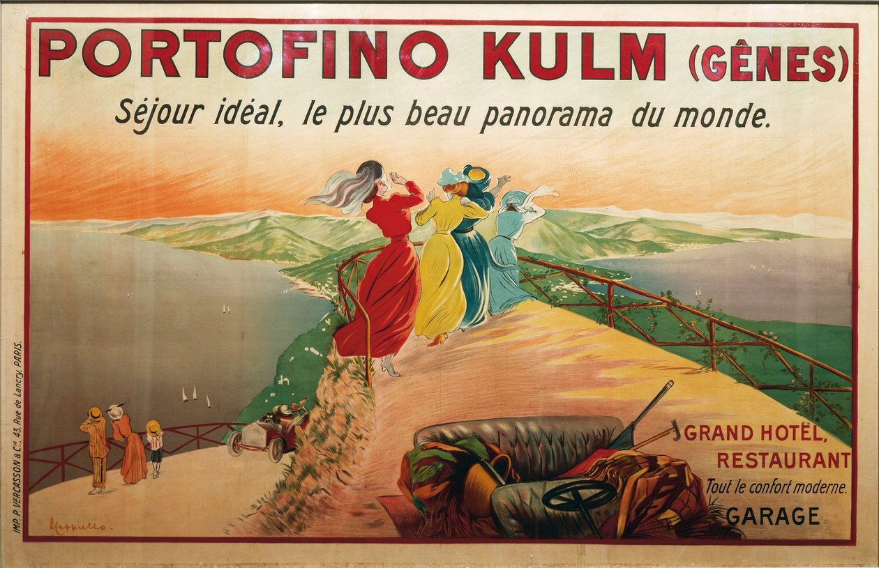 Anúncio para Portofino hote, Portofino Kulm, ilustração de Leonetto Cappiello, cartaz de Leonetto Cappiello