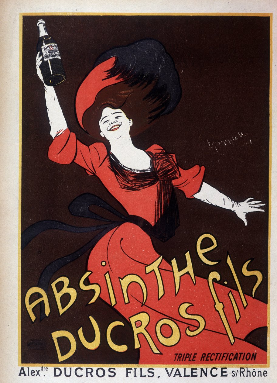 Publicidade para Ducros de absinto (mulher a acenar com uma garrafa) de Leonetto Cappiello