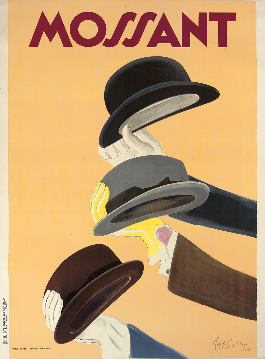 Cartaz publicitário para chapéus Mossant, 1938 de Leonetto Cappiello