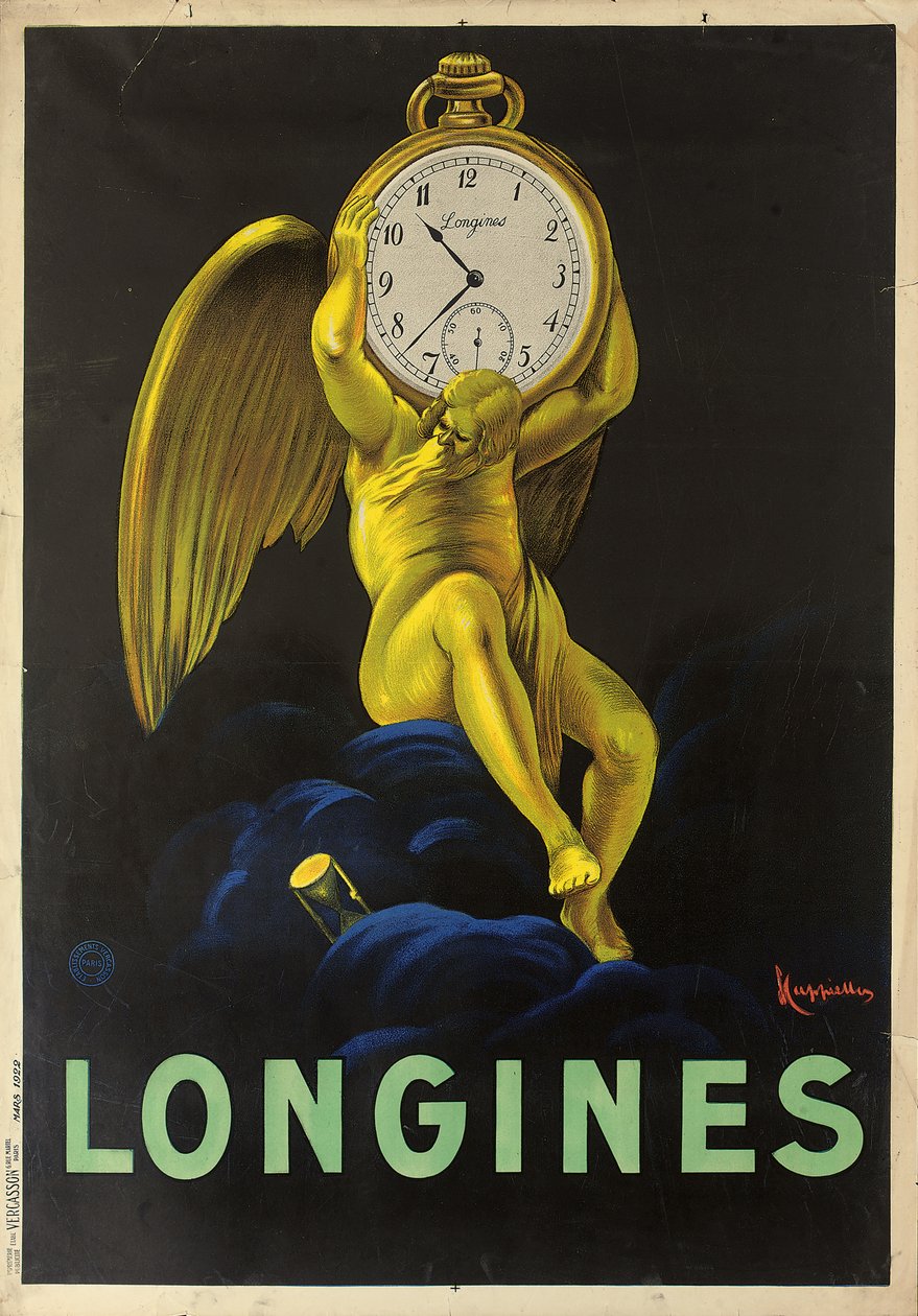Cartaz publicitário dos relojoeiros suíços Longines, 1922 de Leonetto Cappiello