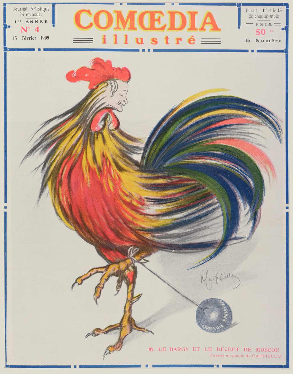 Capa da Comédia Illustre, 15 fev 1909 de Leonetto Cappiello