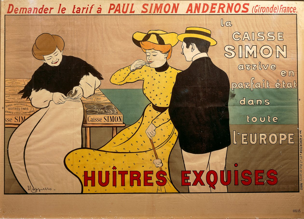 Cartaz publicitário de venda de ostras, por Leonetto Cappiello de Leonetto Cappiello