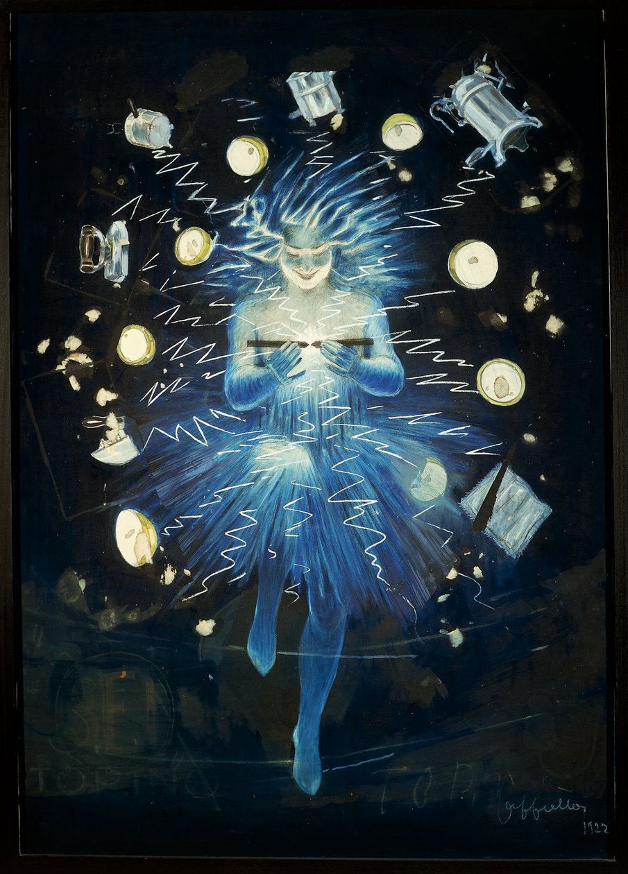 Esboço de propaganda de dispositivo elétrico, de Leonetto Cappiello, desenho com pastéis de Leonetto Cappiello