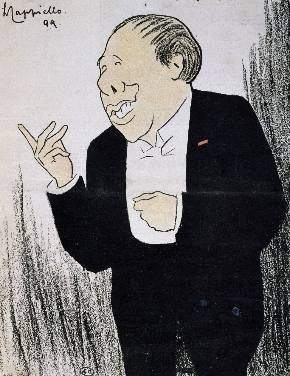 O ator Alexandre Coquelin, conhecido como Coquelin Cadet (1848-1909) em uma caricatura de Leonetto Cappiello