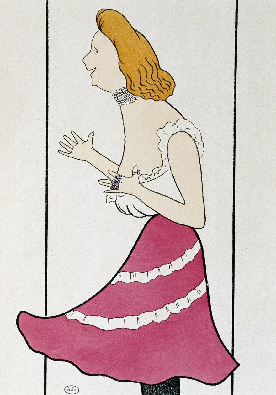 A atriz Mademoiselle Cassive em La Dame de Chez Maxim, de Georges Feydeau (1862-1921), caricatura 1899 (desenho) de Leonetto Cappiello
