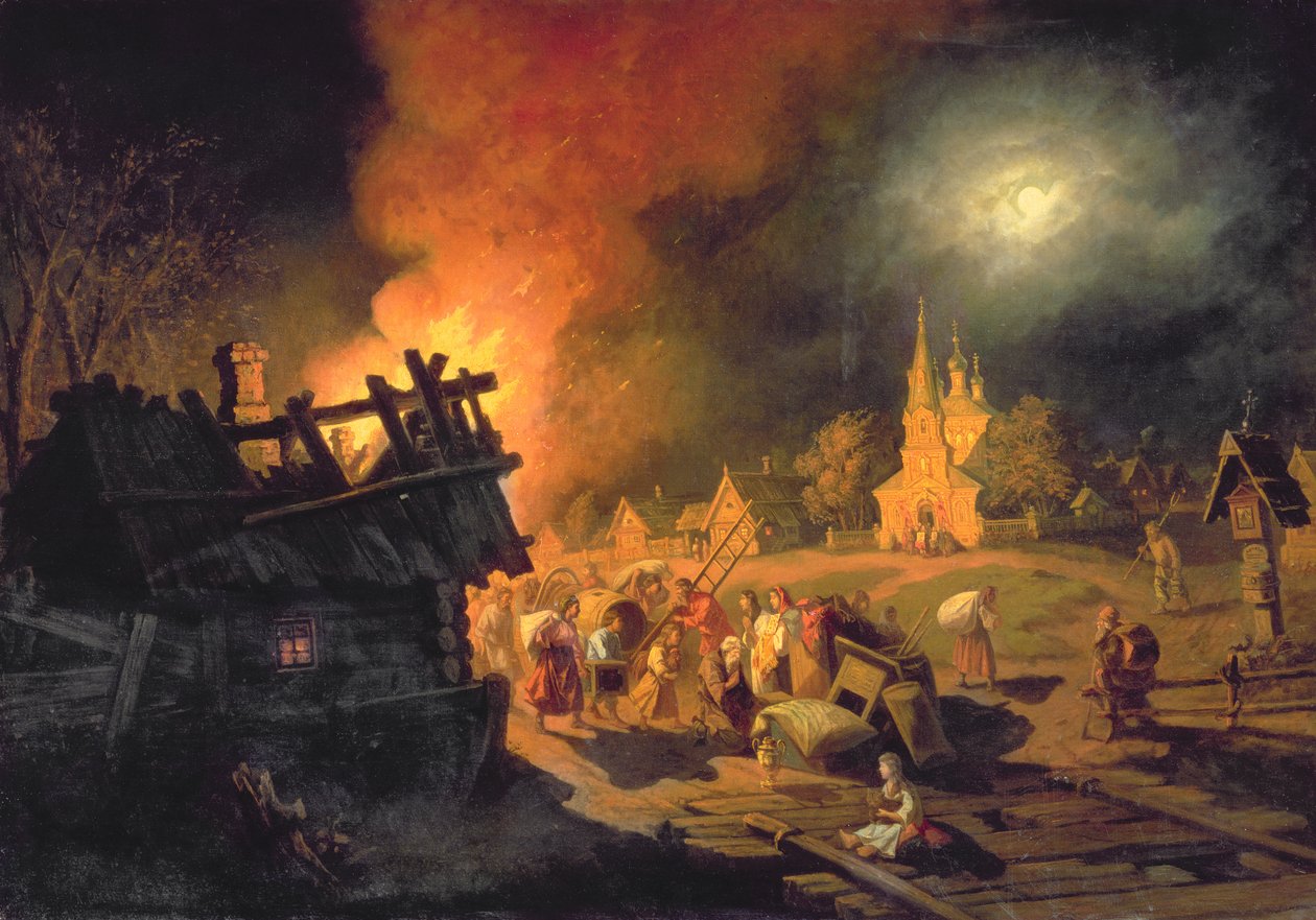 Fogo na aldeia de Leonid Ivanovich Solomatkin
