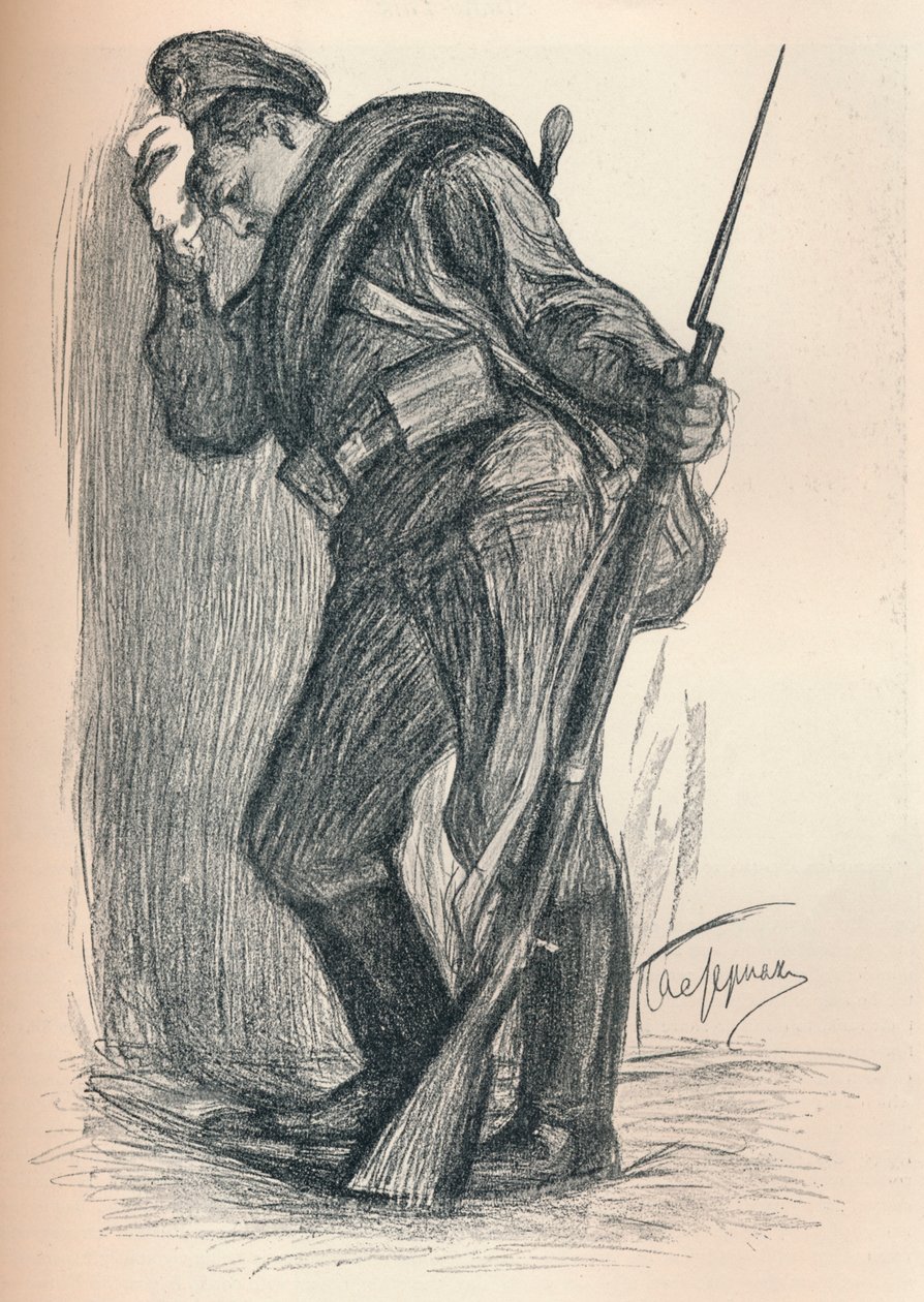 Desenho para um cartaz do Fundo de Guerra, c1914 de Leonid Osipovic Pasternak