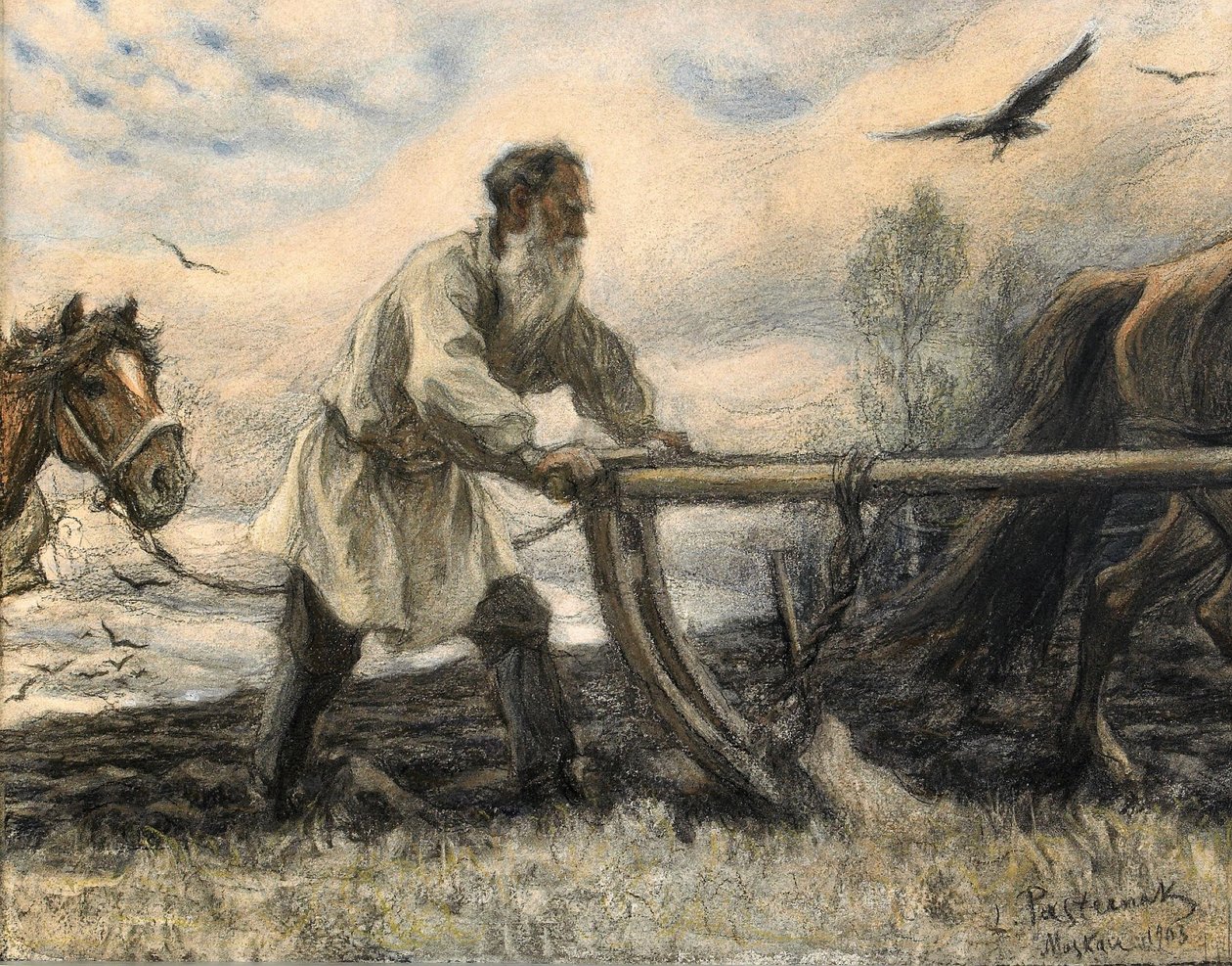 Lev Tolstoi no Arado, 1903 de Leonid Osipovic Pasternak