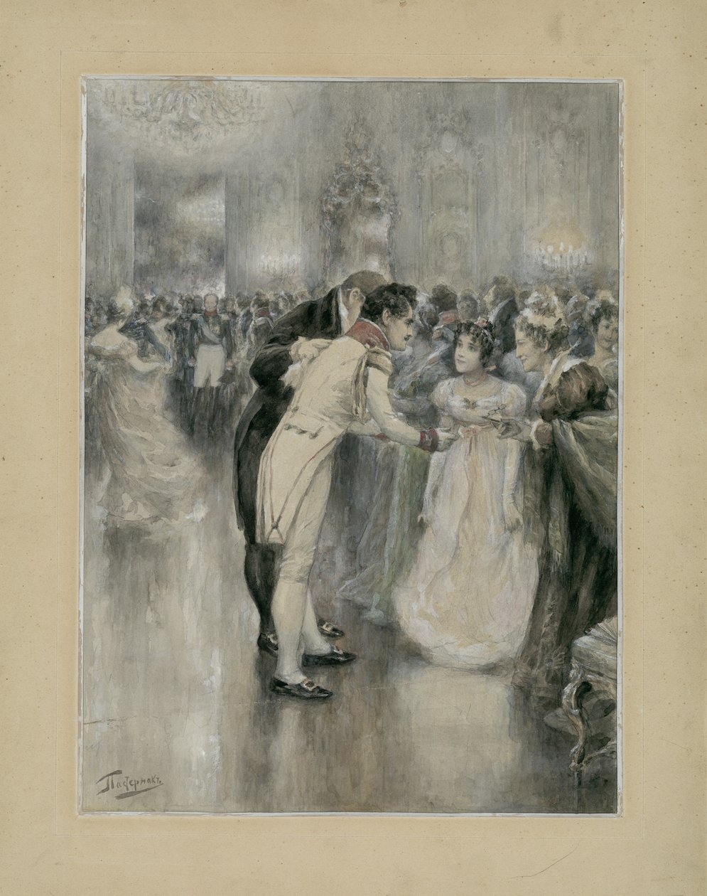 Natasha em sua primeira bola. Ilustração para o romance Guerra e Paz de Leo Tolstoy, 1893. de Leonid Osipovich Pasternak