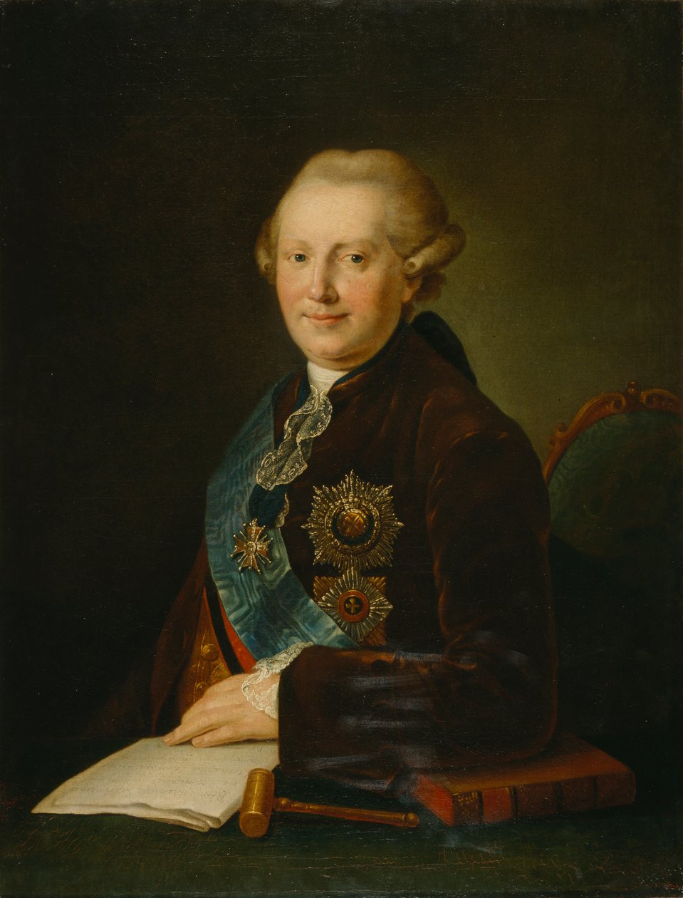 Retrato do príncipe Alexander Alexeyevich Vyazemsky 1727-1793, década de 1780 de Leonty Semyonovich Miropolsky
