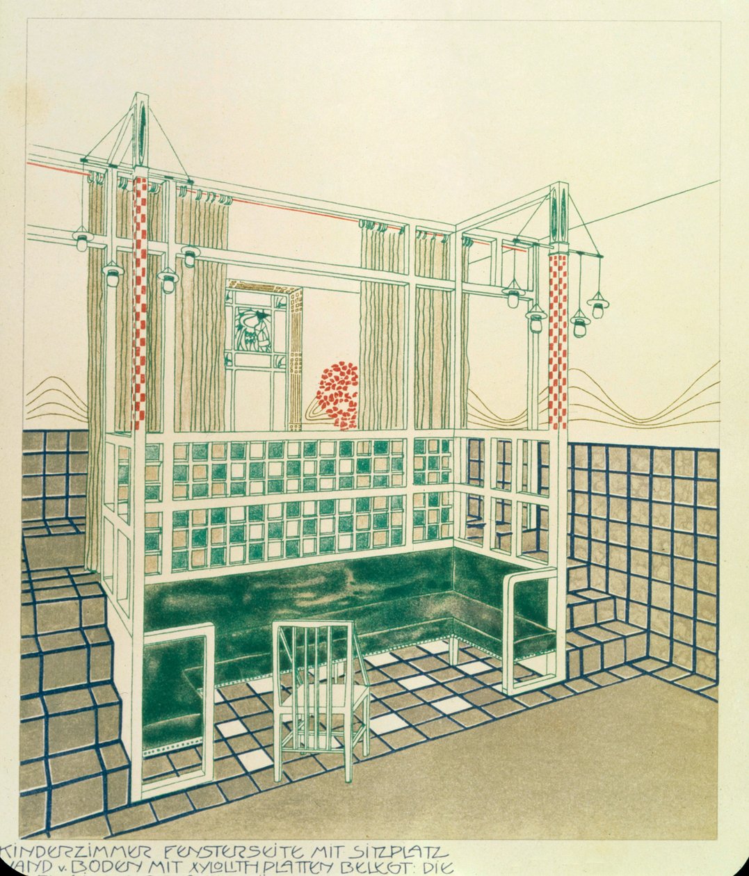 Sala de crianças com superfícies totalmente laváveis, Bauer, Leoppold (1872-1953). publicado por Alexander Koch em Darmstadt, 1902 de Leopold Bauer