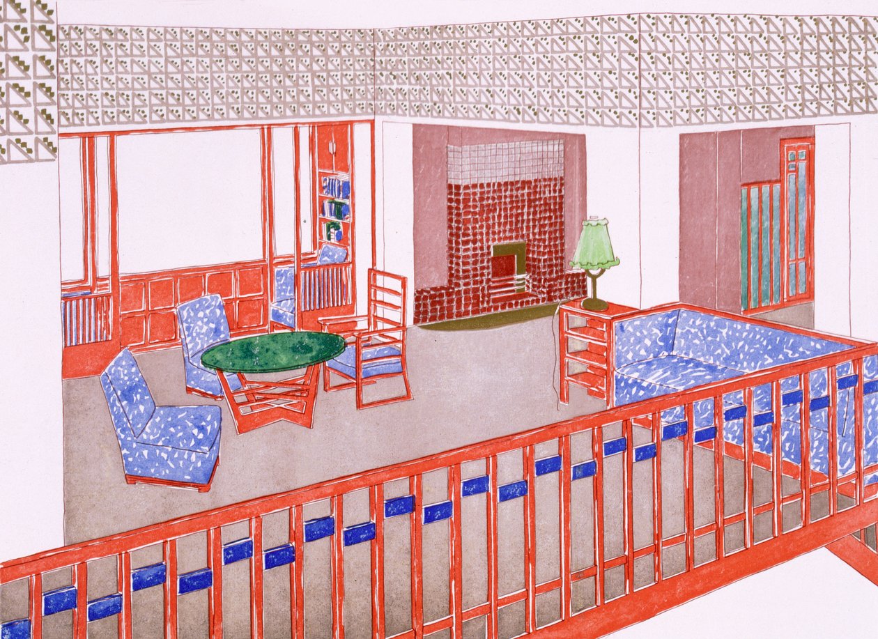 Sala de estar, início de 1900 de Leopold Bauer