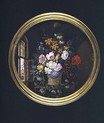 Flores por uma janela aberta de Leopold Brunner