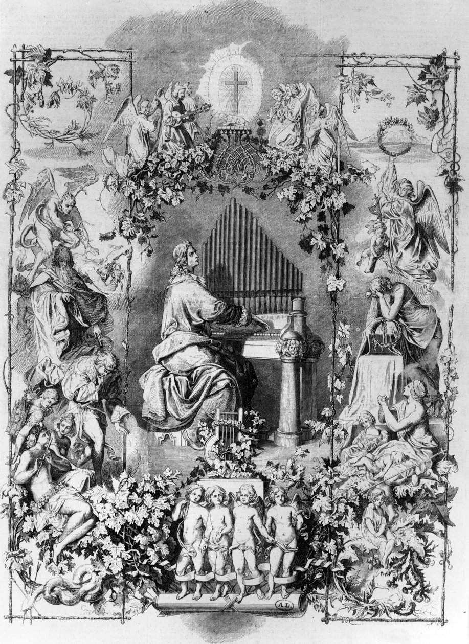 Apoteose de Mozart, gravada por Carl Joseph Geiger, 1857 de Leopold Schmidt