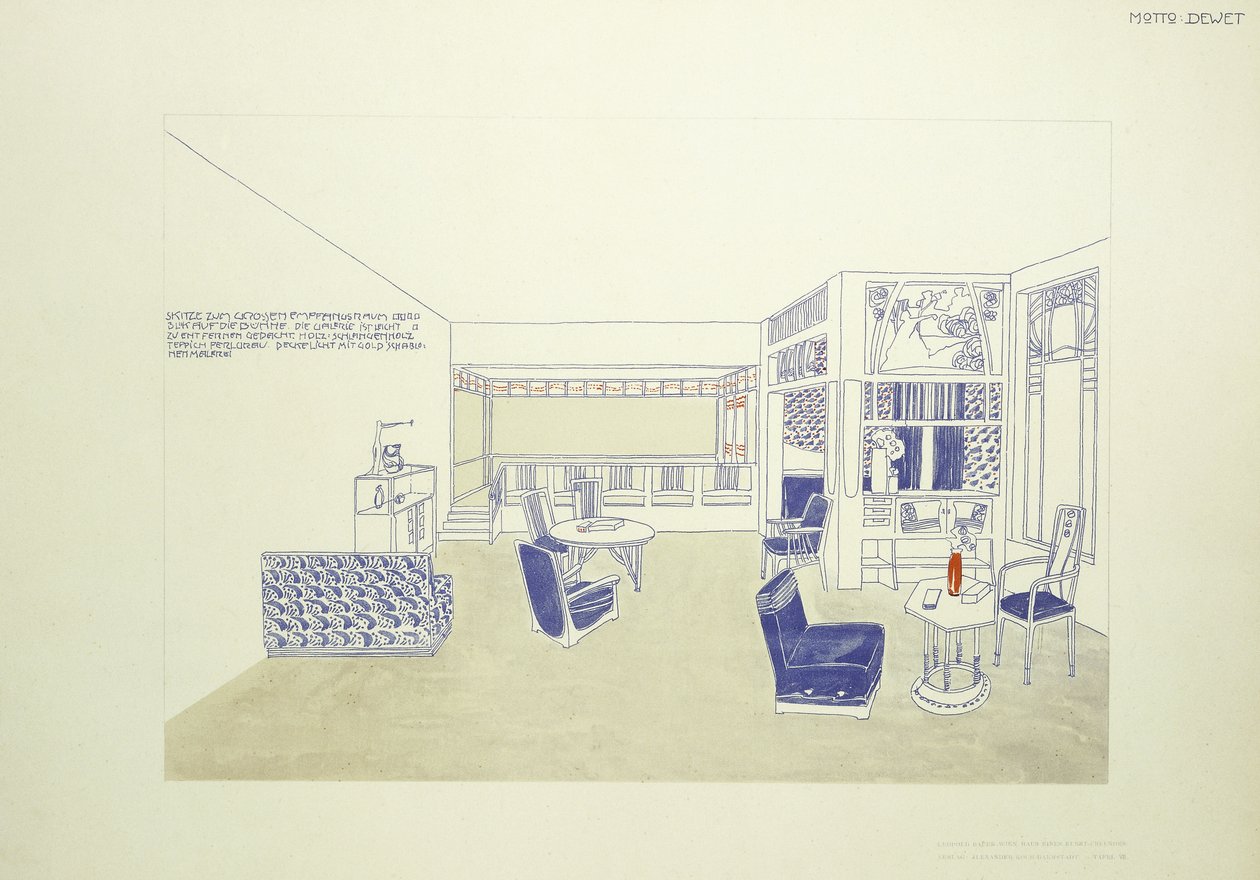 A Design for a Room, c.1901 (cor litografia) de Leopold (after) Bauer
