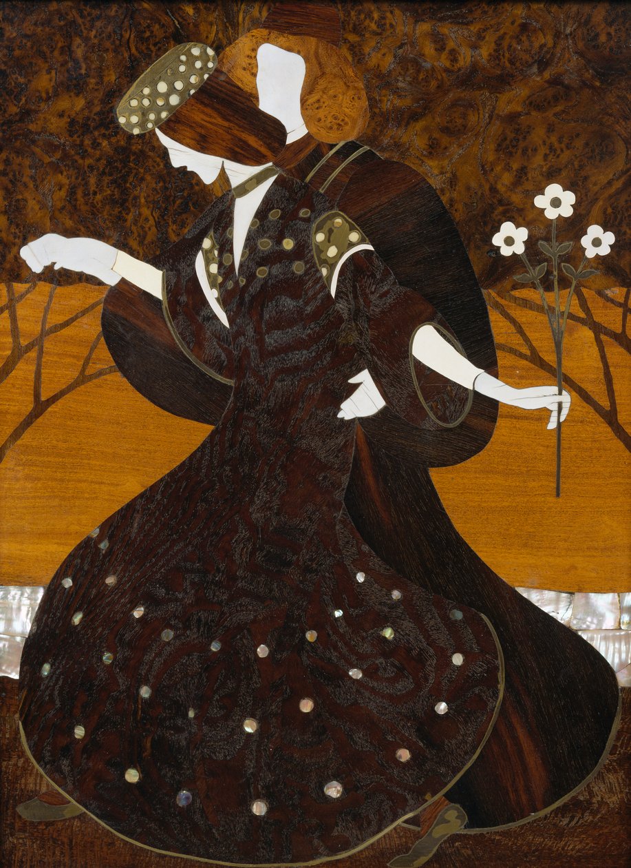 Cómoda, ca. 1908, de Leopold Bauer (1872-1938), nogueira, latão e madrepérola, Detalhe, Áustria, século XX de Leopold Bauer