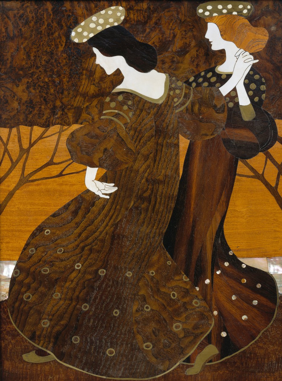 Cómoda, ca. 1908, de Leopold Bauer (1872-1938), nogueira, latão e madrepérola, Detalhe, Áustria, século XX de Leopold Bauer
